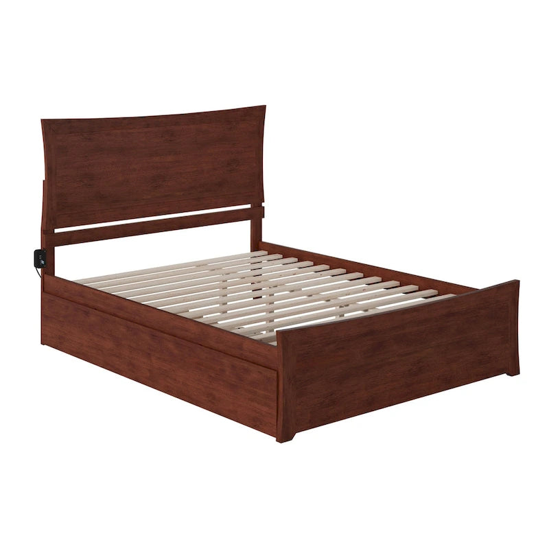 Lit plateforme avec pied de lit assorti et sommier escamotable
