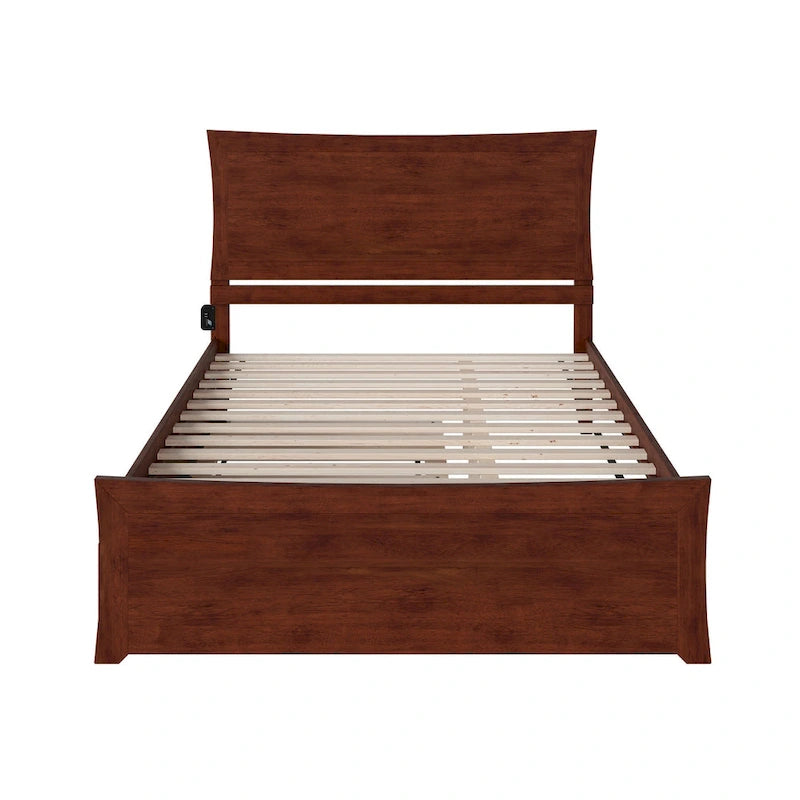 Lit plateforme avec pied de lit assorti et sommier escamotable