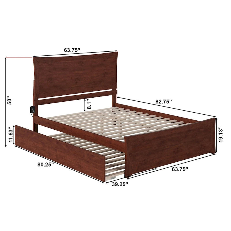 Lit plateforme avec pied de lit assorti et sommier escamotable