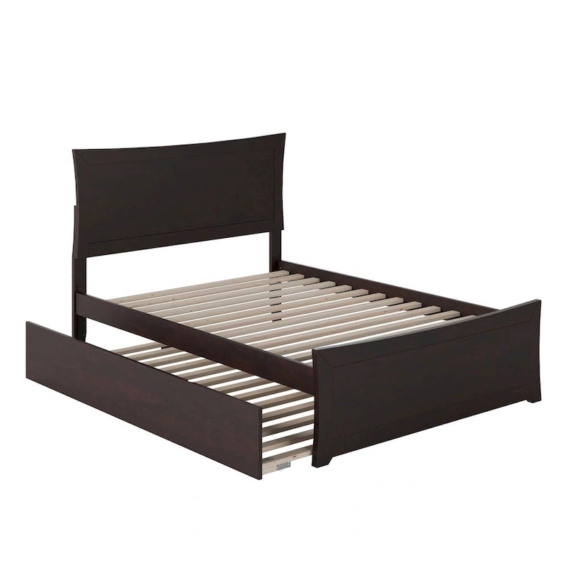 Lit plateforme avec pied de lit assorti et sommier escamotable