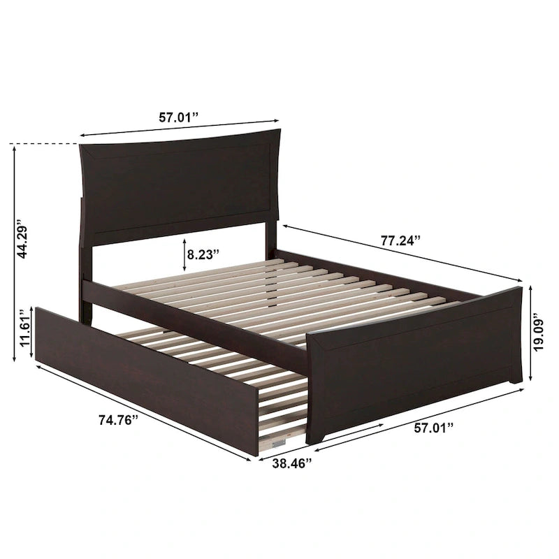 Lit plateforme avec pied de lit assorti et sommier escamotable