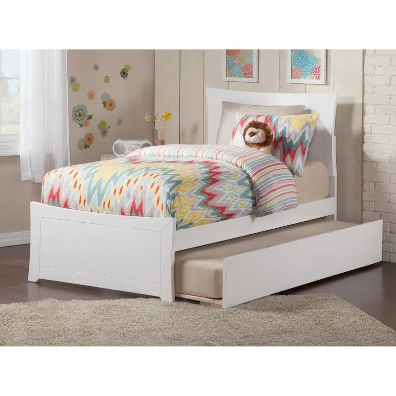 Lit plateforme avec pied de lit assorti et sommier escamotable