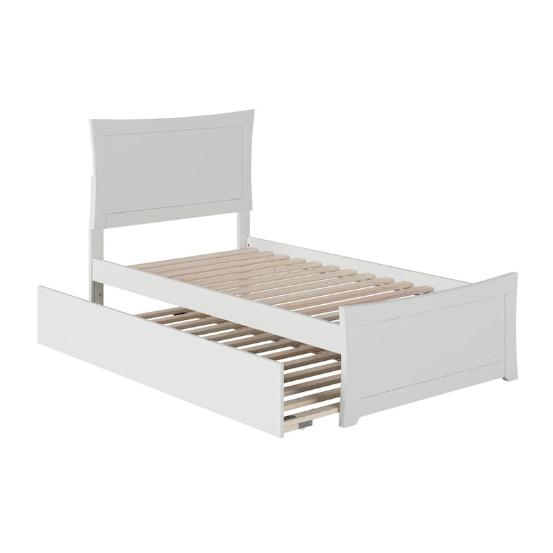 Lit plateforme avec pied de lit assorti et sommier escamotable