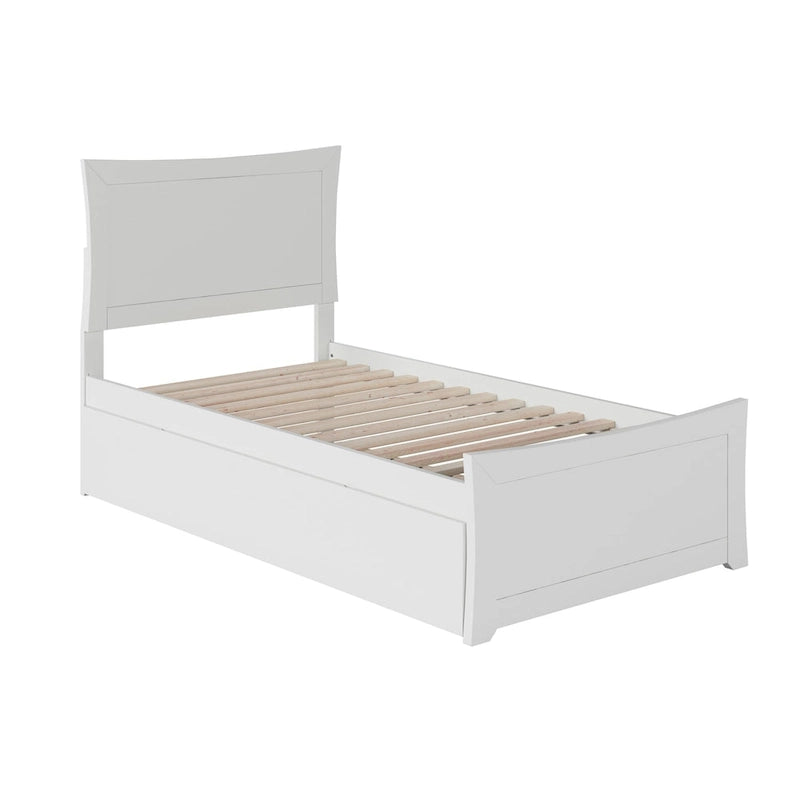 Lit plateforme avec pied de lit assorti et sommier escamotable