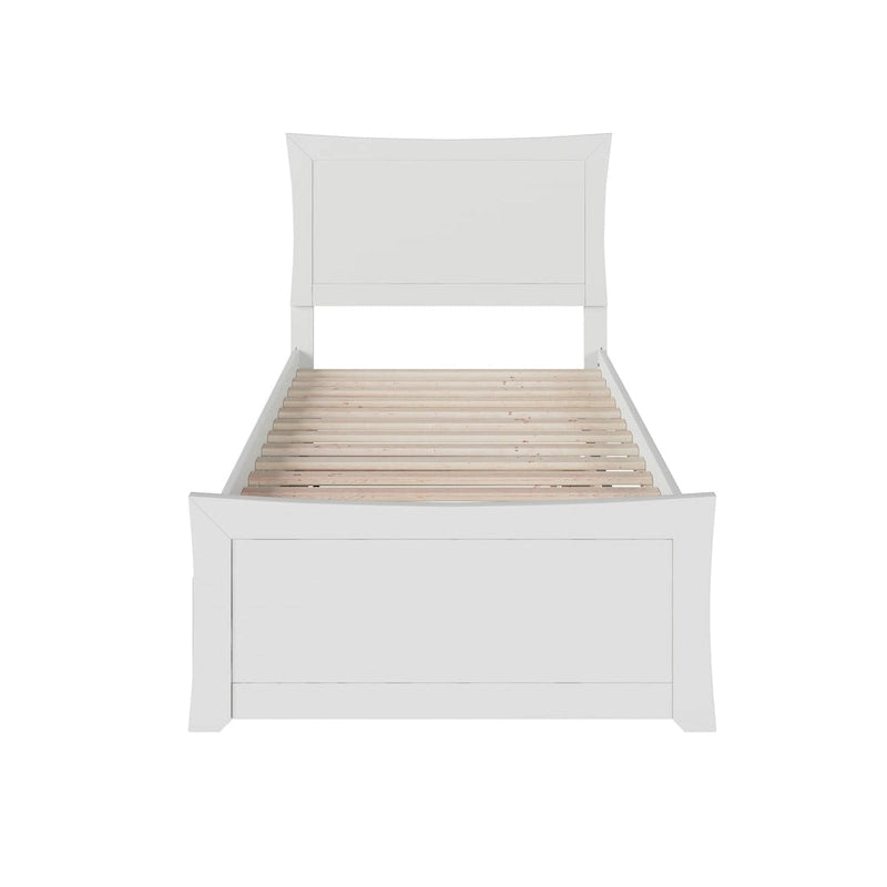 Lit plateforme avec pied de lit assorti et sommier escamotable