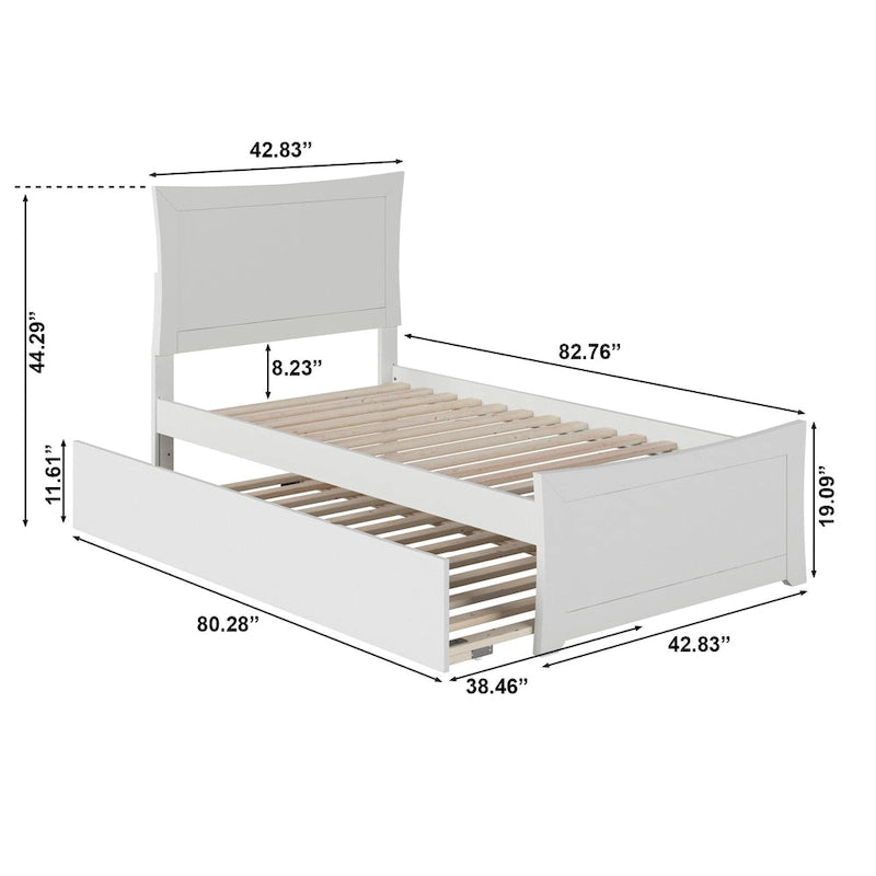 Lit plateforme avec pied de lit assorti et sommier escamotable