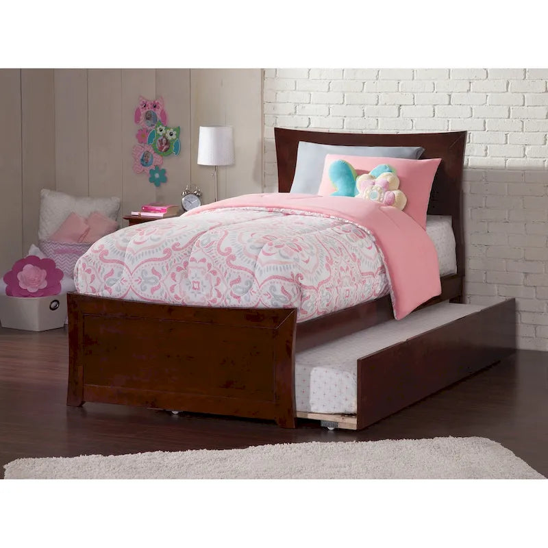 Lit plateforme avec pied de lit assorti et sommier escamotable