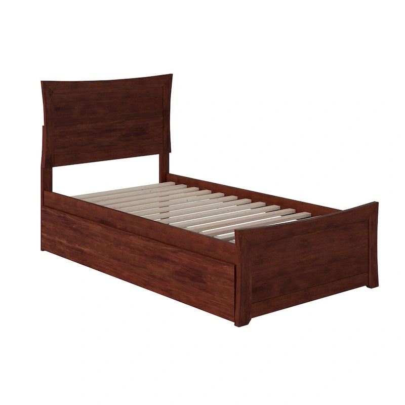 Lit plateforme avec pied de lit assorti et sommier escamotable