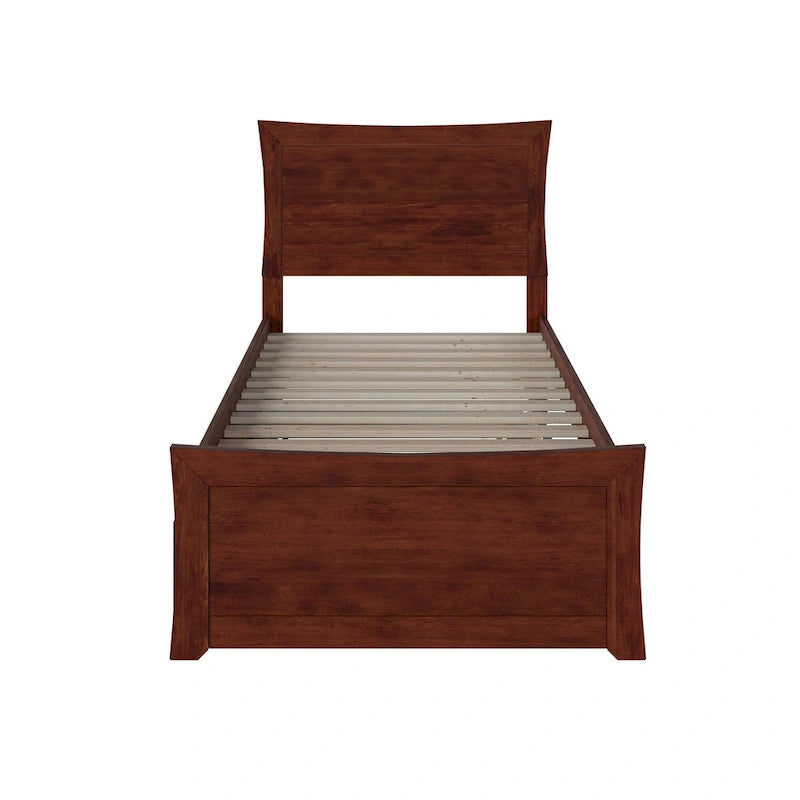 Lit plateforme avec pied de lit assorti et sommier escamotable