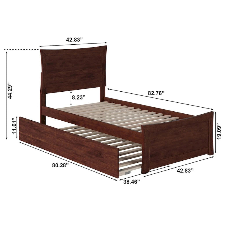 Lit plateforme avec pied de lit assorti et sommier escamotable