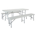 Ensemble table et bancs pliants 3 pièces