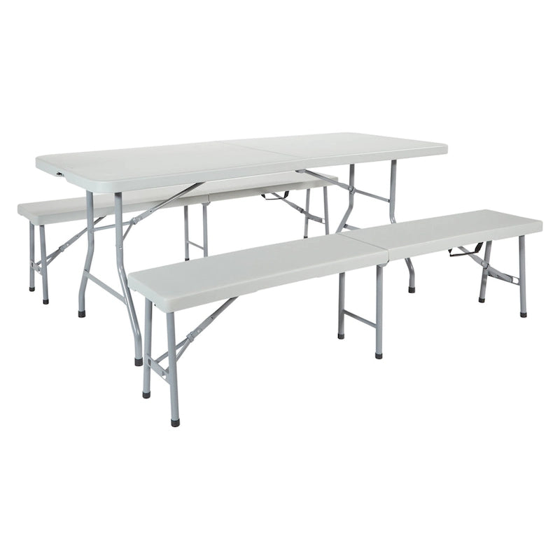 Ensemble table et bancs pliants 3 pièces