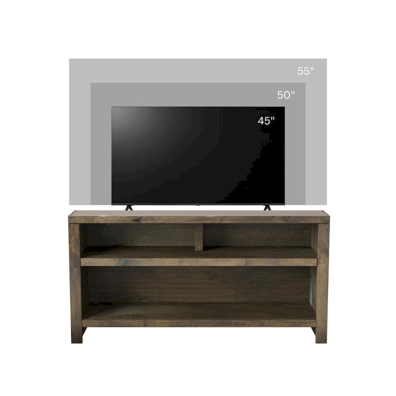 Meuble TV de 122 cm (convient aux téléviseurs jusqu'à 55 pouces) — Aucun assemblage requis, finition bois de grange