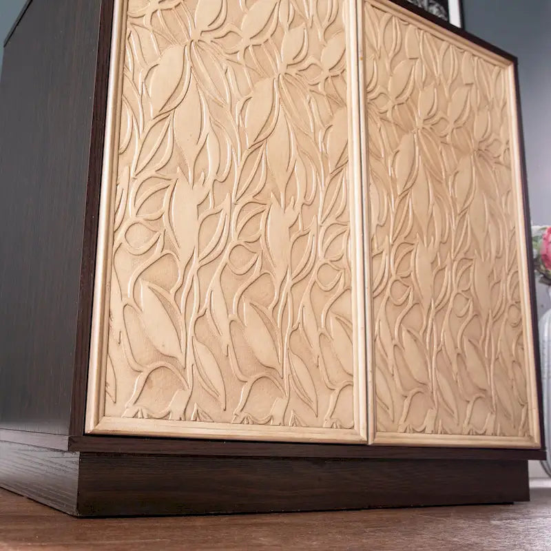 Meuble de rangement en bois marron de style transitionnel moderne