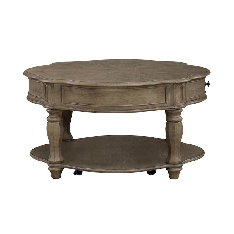 Table basse ronde couleur terre cuite patinée