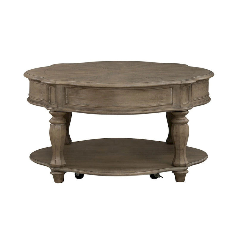 Table basse ronde couleur terre cuite patinée
