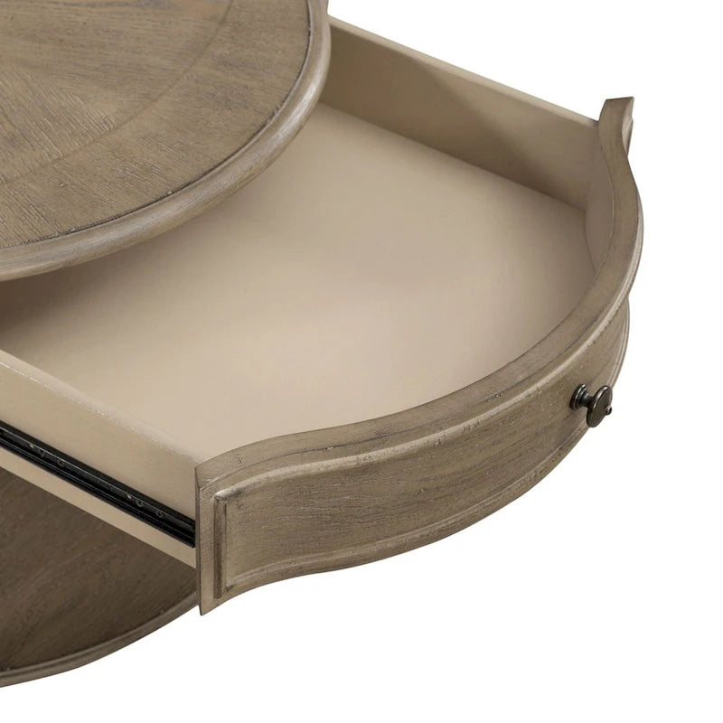 Table basse ronde couleur terre cuite patinée