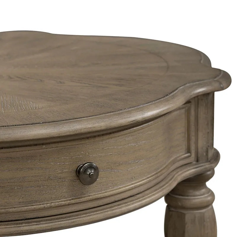 Table basse ronde couleur terre cuite patinée