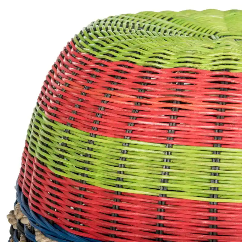 Tabouret tonneau en rotin à plusieurs brins