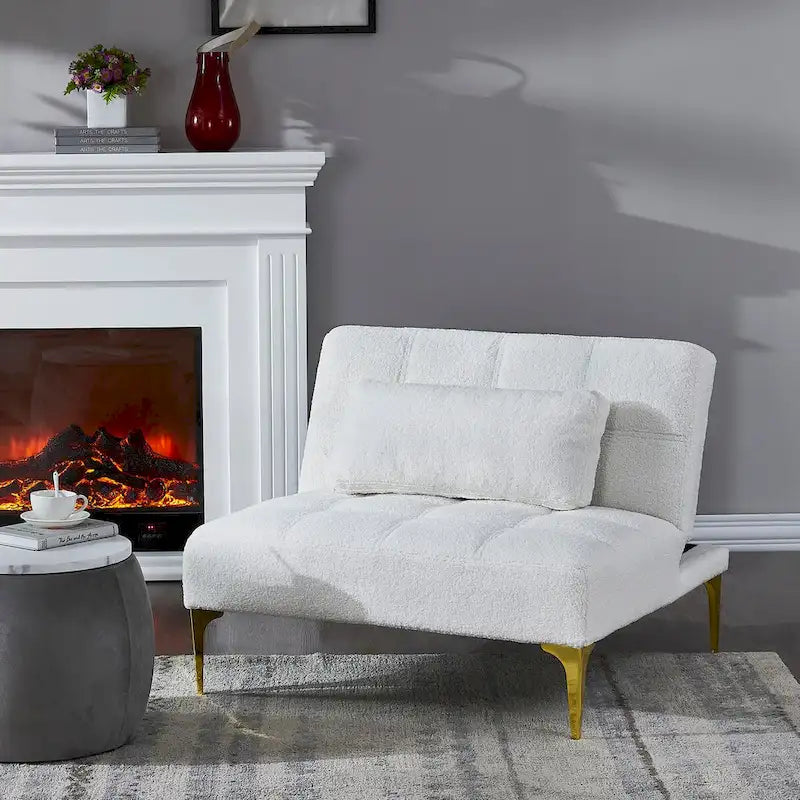 Canapé-lit pliable — Pieds en bois massif, tissu en lin, vert moutarde