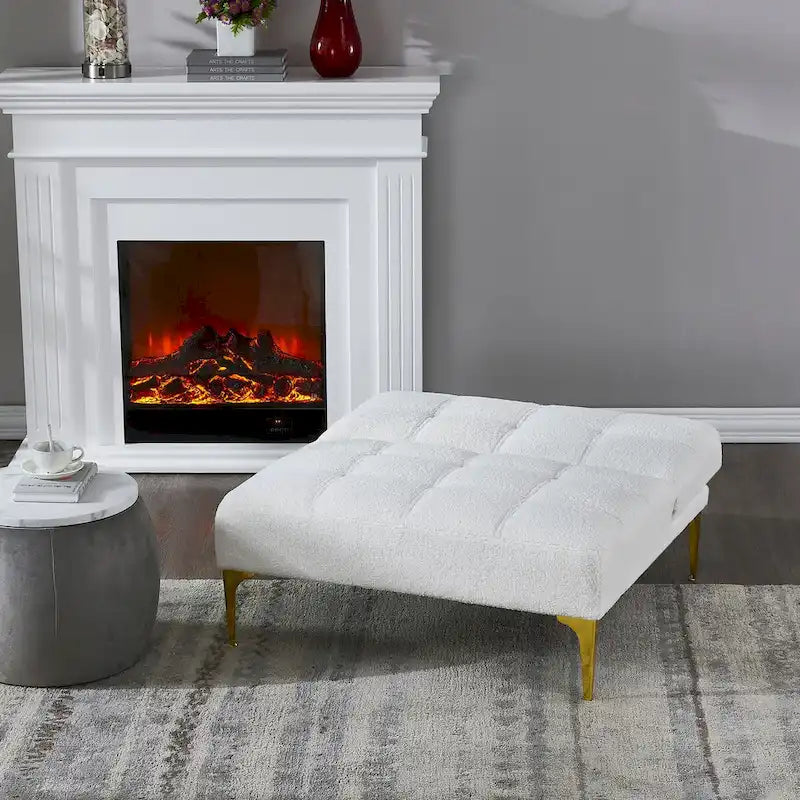 Canapé-lit pliable — Pieds en bois massif, tissu en lin, vert moutarde