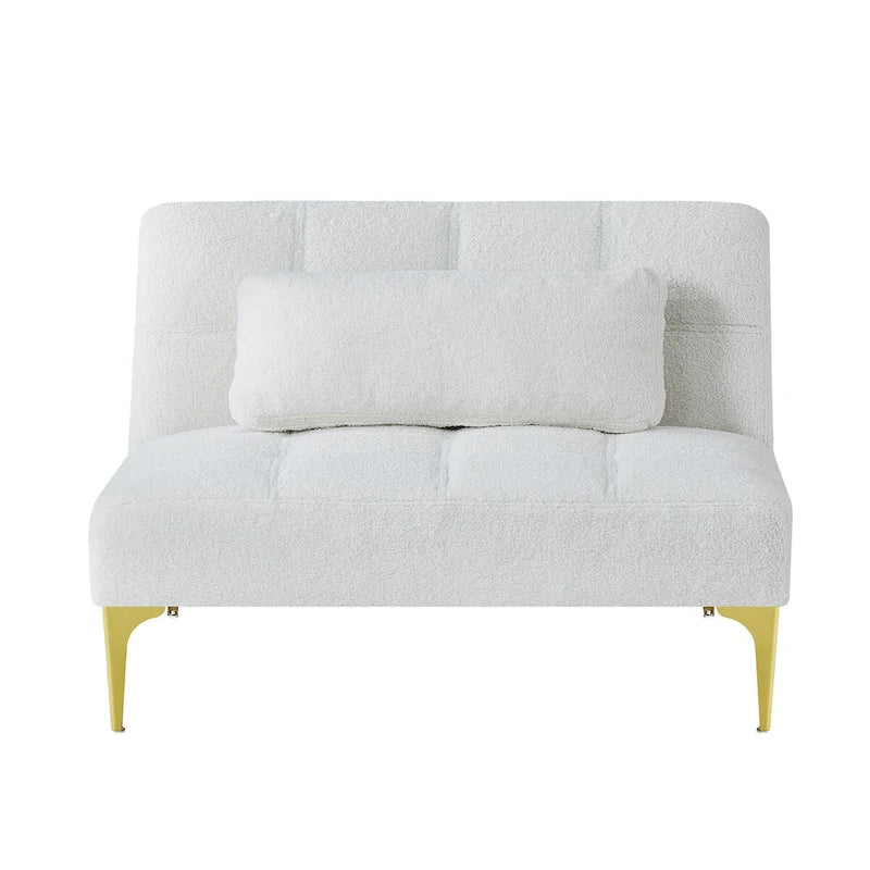 Canapé-lit pliable — Pieds en bois massif, tissu en lin, vert moutarde
