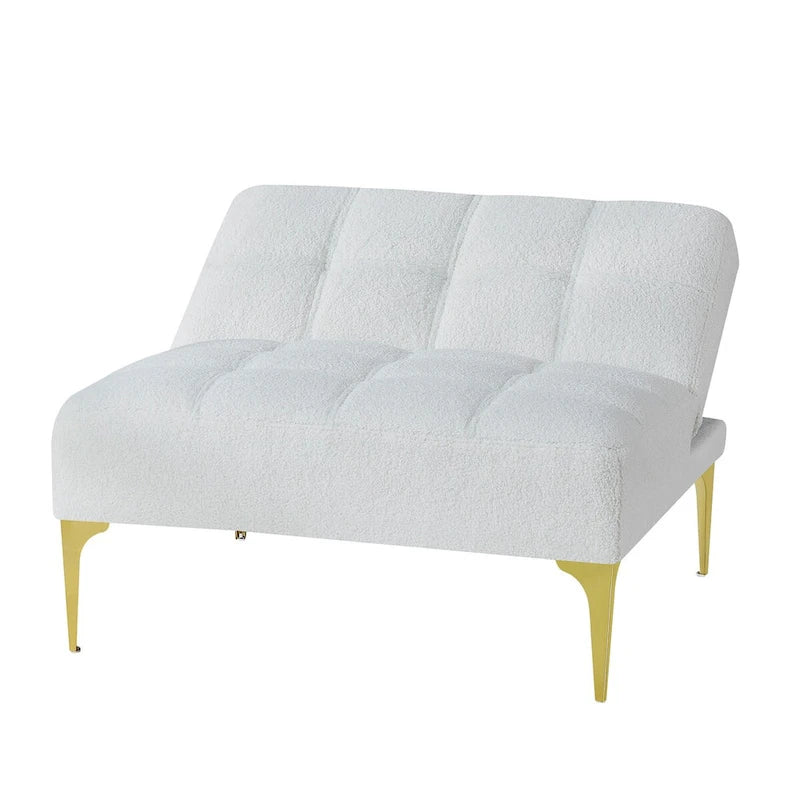 Canapé-lit pliable — Pieds en bois massif, tissu en lin, vert moutarde
