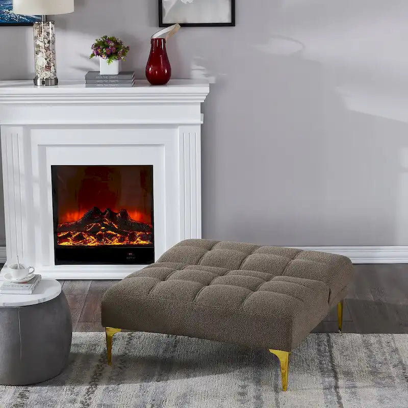 Canapé-lit pliable — Pieds en bois massif, tissu en lin, vert moutarde