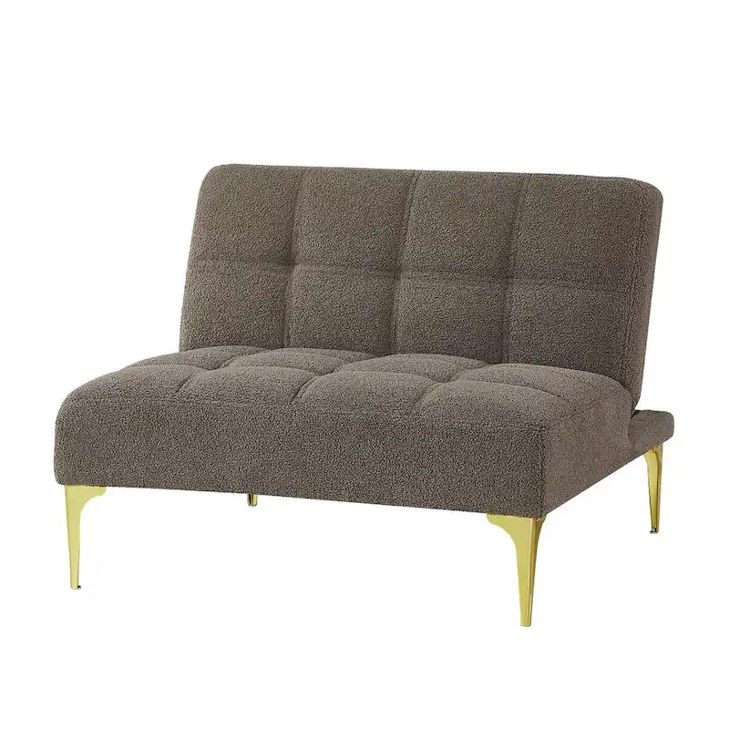 Canapé-lit pliable — Pieds en bois massif, tissu en lin, vert moutarde