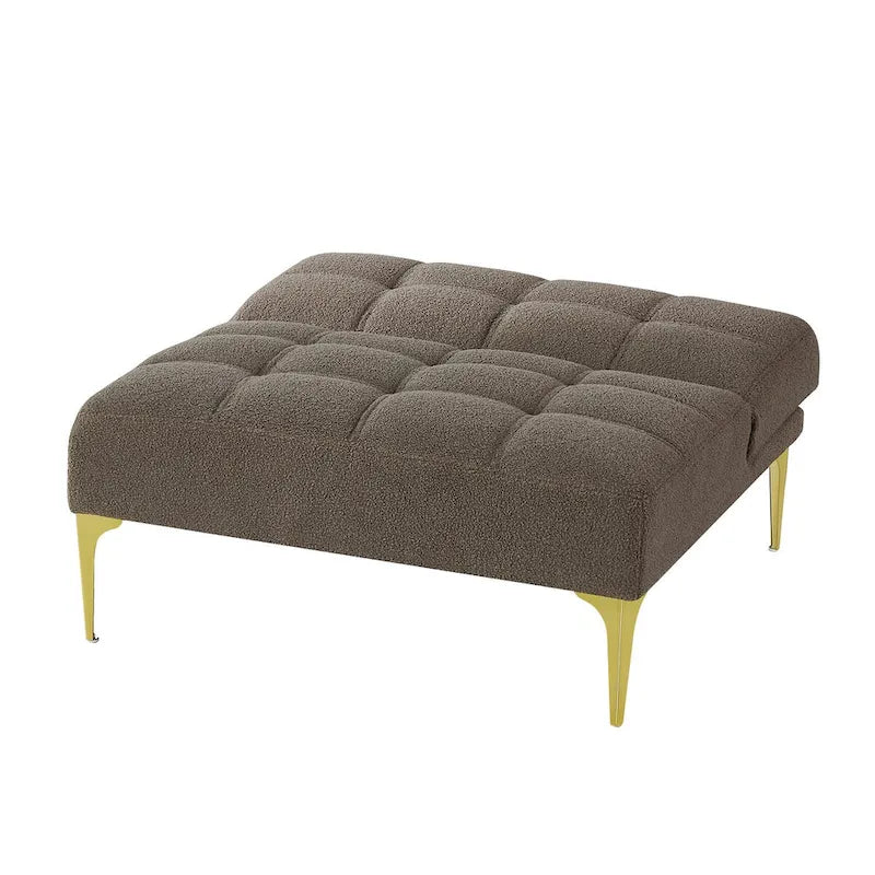 Canapé-lit pliable — Pieds en bois massif, tissu en lin, vert moutarde
