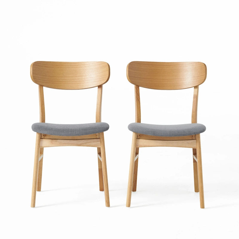 Chaises de salle à manger en bois d'hévéa massif (lot de 2)