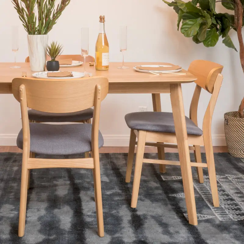 Chaises de salle à manger en bois d'hévéa massif (lot de 2)