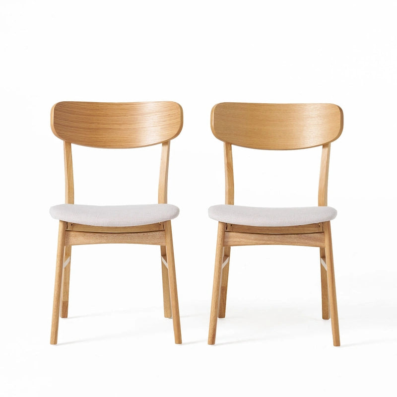Chaises de salle à manger en bois d'hévéa massif (lot de 2)