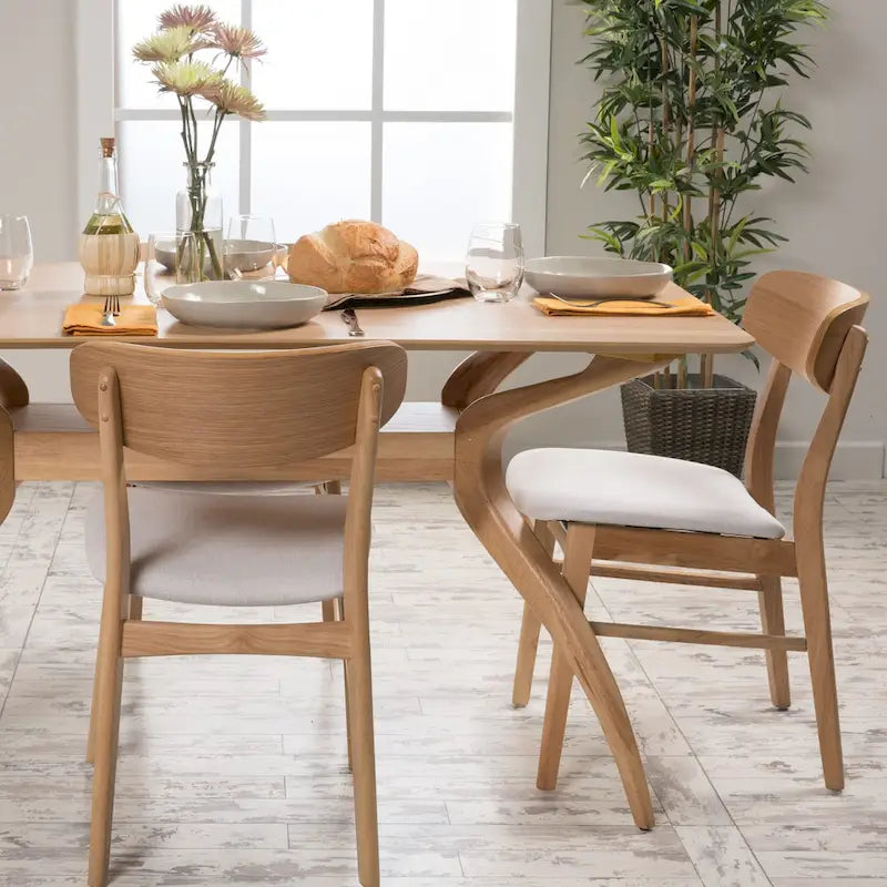 Chaises de salle à manger en bois d'hévéa massif (lot de 2)