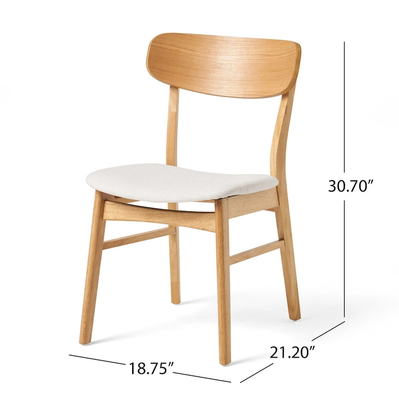 Chaises de salle à manger en bois d'hévéa massif (lot de 2)