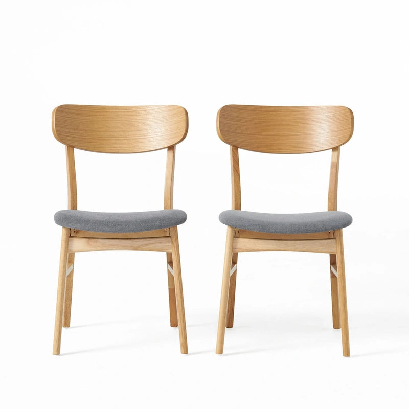Chaises de salle à manger en bois d'hévéa massif (lot de 2)