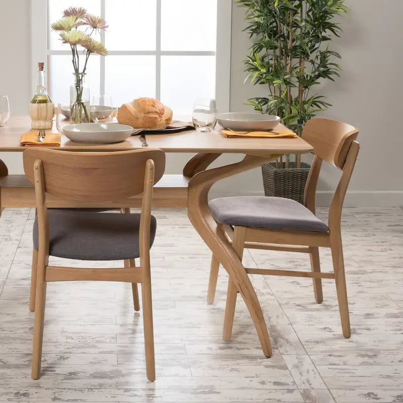 Chaises de salle à manger en bois d'hévéa massif (lot de 2)