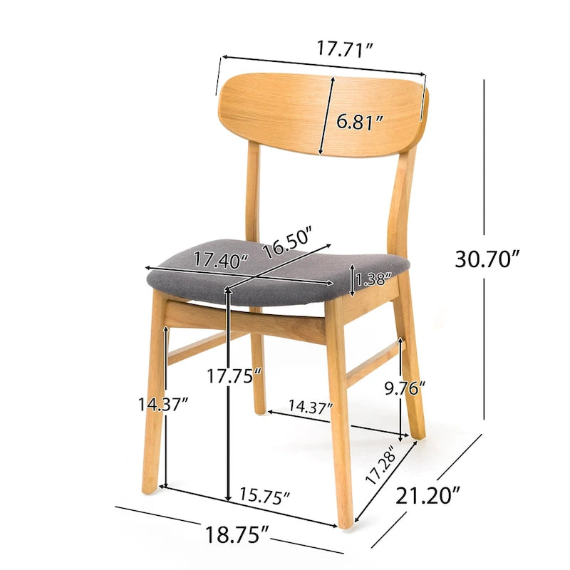 Chaises de salle à manger en bois d'hévéa massif (lot de 2)