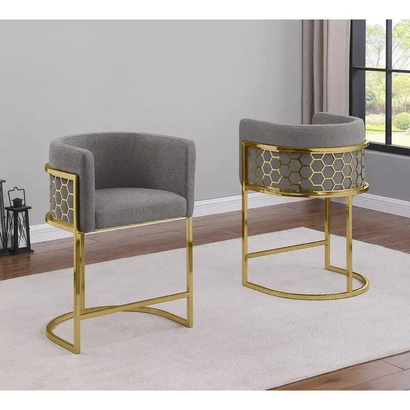 Tabourets de bar rembourrés chrome or 29 pouces (lot de 2) — S.O.