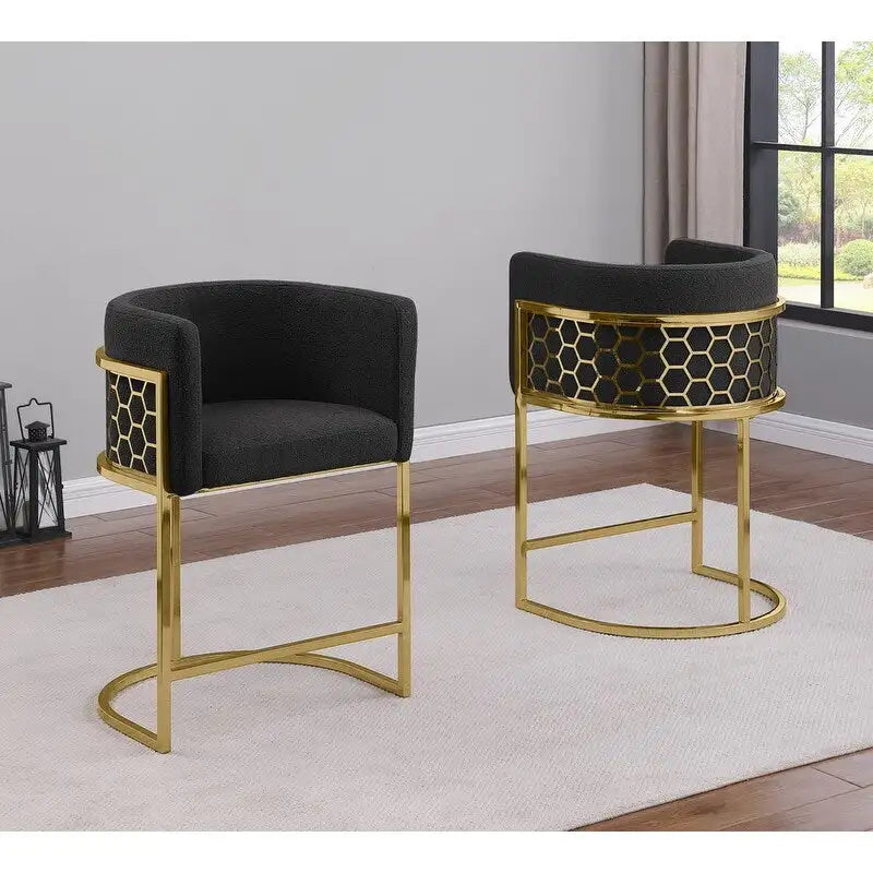 Tabourets de bar rembourrés chrome or 29 pouces (lot de 2) — S.O.