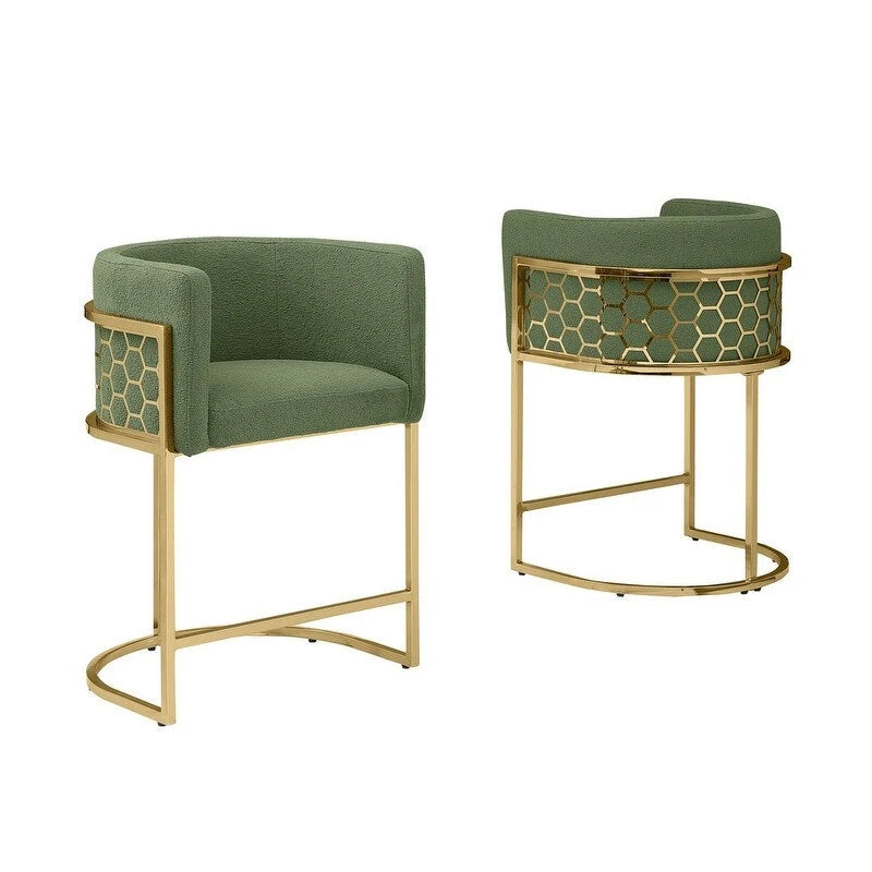 Tabourets de bar rembourrés chrome or 29 pouces (lot de 2) — S.O.