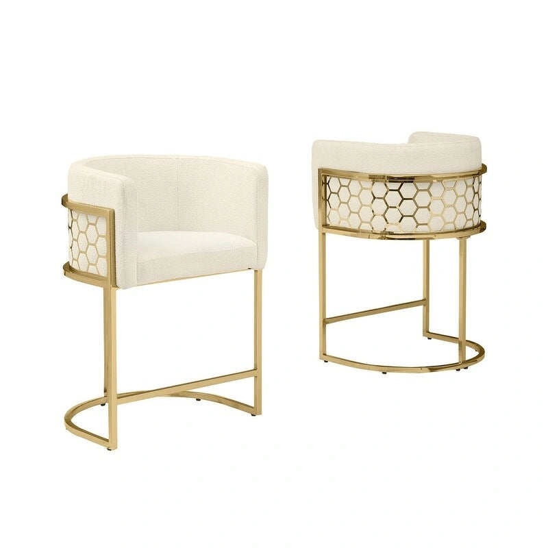 Tabourets de bar rembourrés chrome or 29 pouces (lot de 2) — S.O.