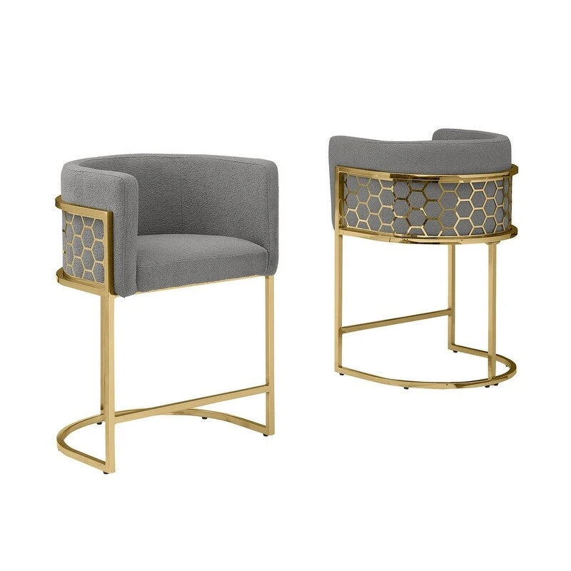 Tabourets de bar rembourrés chrome or 29 pouces (lot de 2) — S.O.