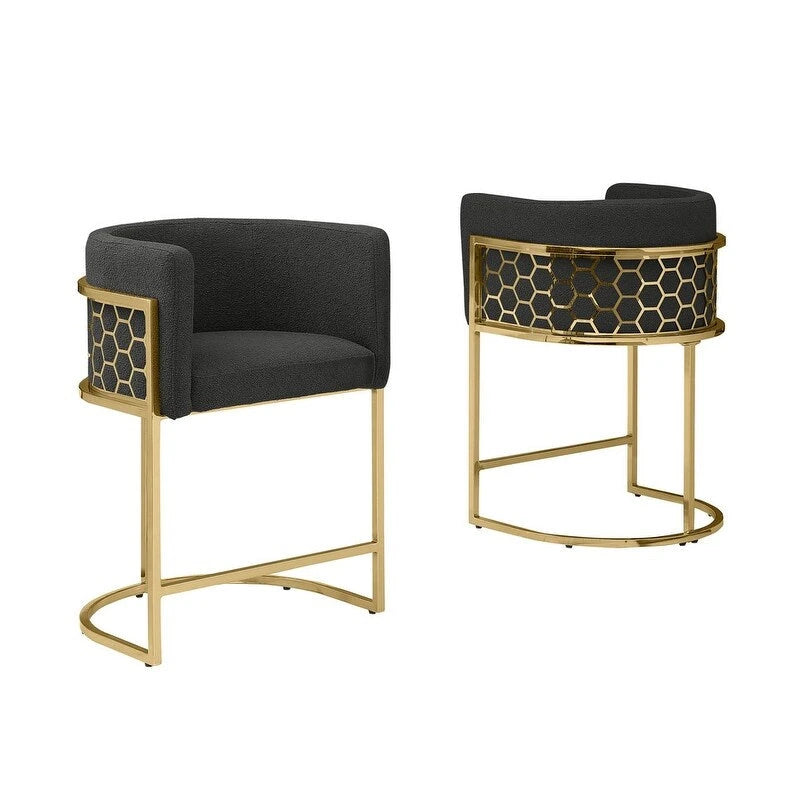 Tabourets de bar rembourrés chrome or 29 pouces (lot de 2) — S.O.