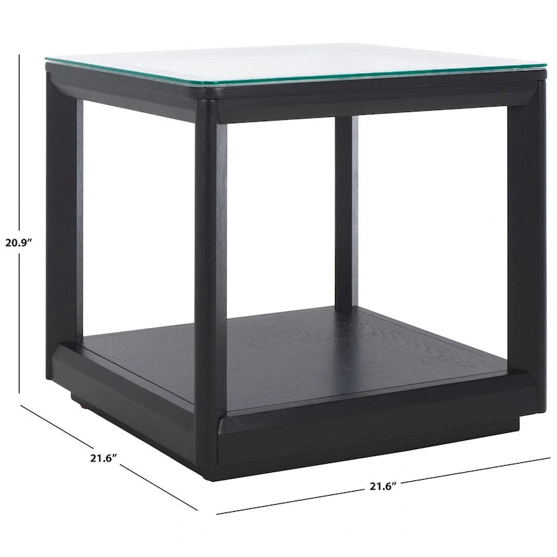 Table d'appoint décorative à plateau en verre — 56 cm (L) x 56 cm (P) x 53 cm (H)