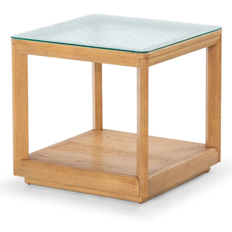 Table d'appoint décorative à plateau en verre — 56 cm (L) x 56 cm (P) x 53 cm (H)