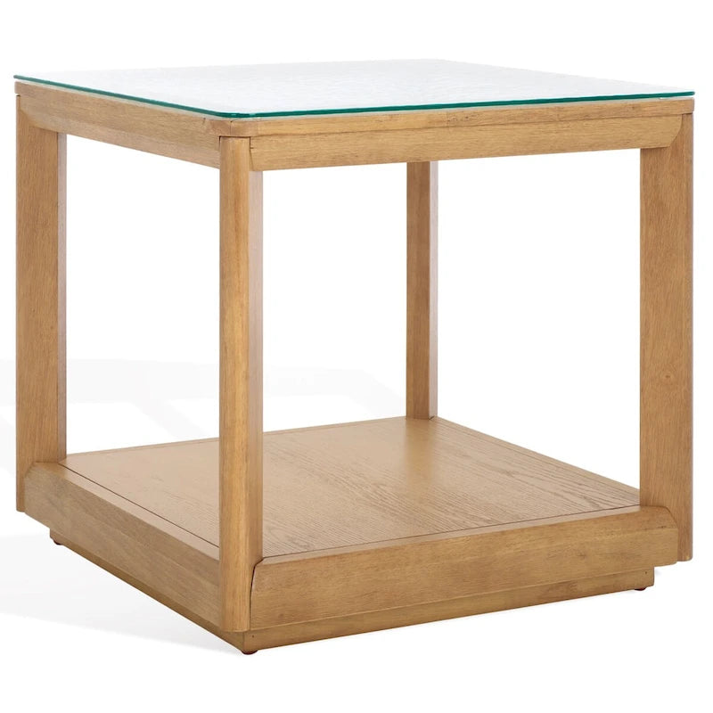 Table d'appoint décorative à plateau en verre — 56 cm (L) x 56 cm (P) x 53 cm (H)