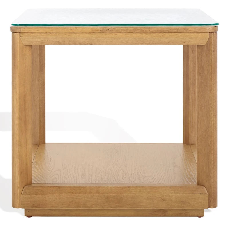 Table d'appoint décorative à plateau en verre — 56 cm (L) x 56 cm (P) x 53 cm (H)