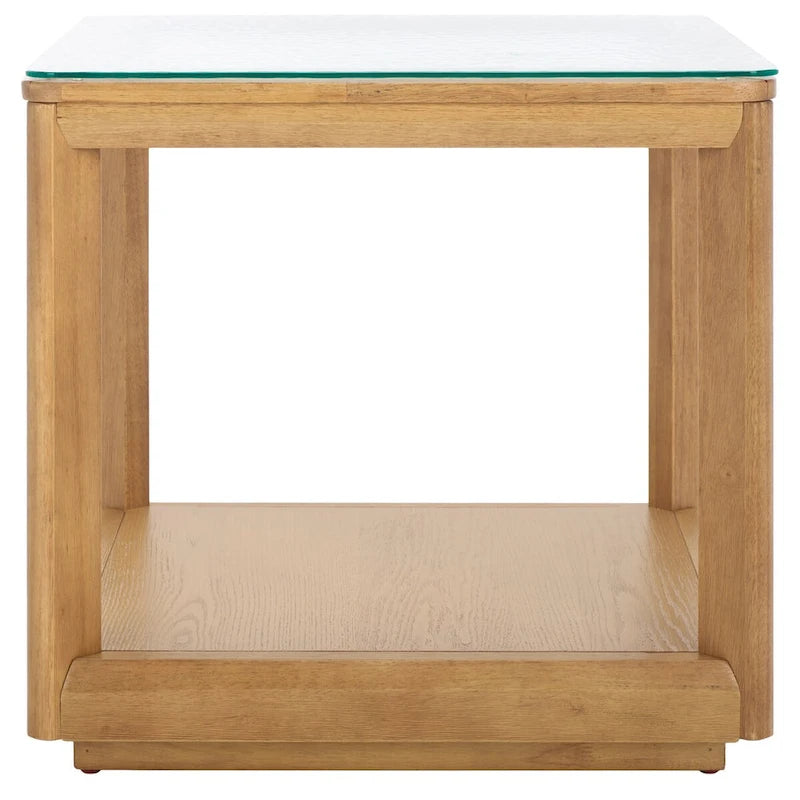 Table d'appoint décorative à plateau en verre — 56 cm (L) x 56 cm (P) x 53 cm (H)