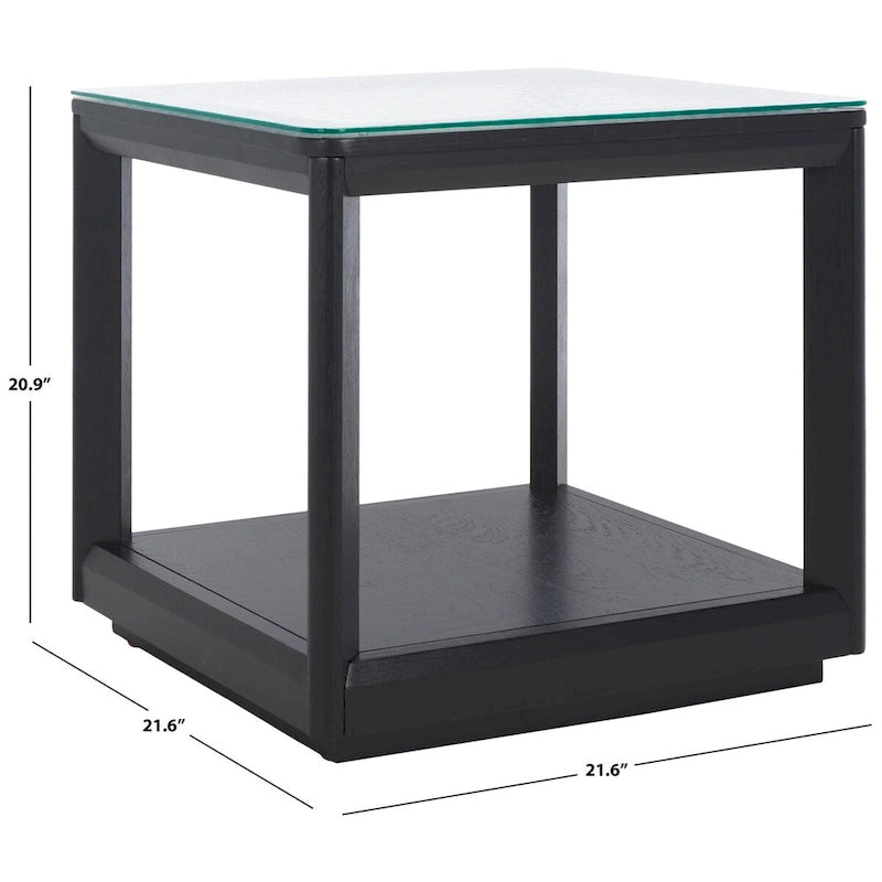 Table d'appoint décorative à plateau en verre — 56 cm (L) x 56 cm (P) x 53 cm (H)
